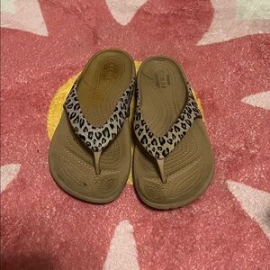 Crocs- Leopard print- size 5 flip flop